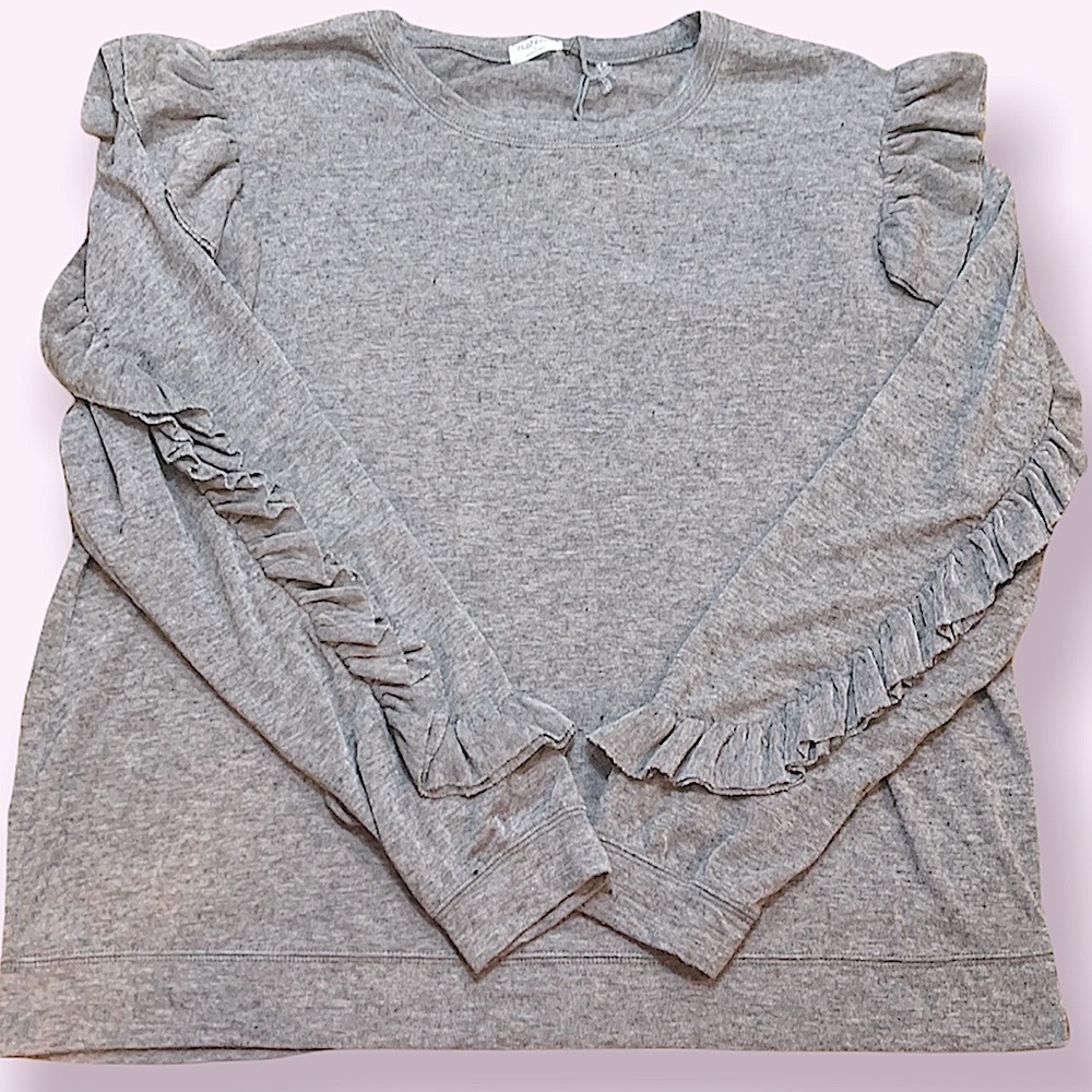 Hello Nite! T-Shirt Ruffle Sleeves Gray S